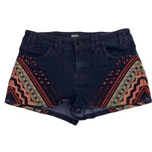 BDG Urban Outfitters Aztec Embroidered Denim Short Shorts Dark Wash Size 27
